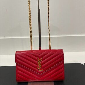 Yves Saint Laurent Portefeuille Envelope Leather Crossbody Bag/WOC (JB1084)